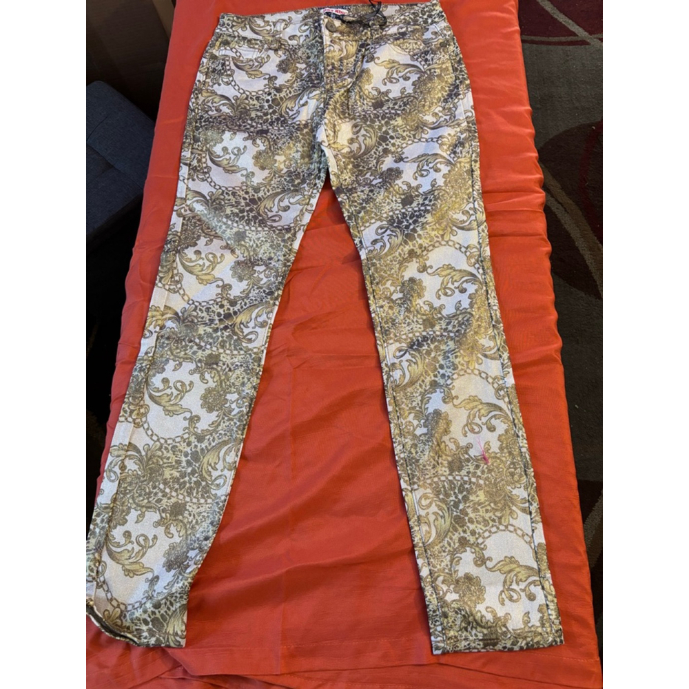Women's Hot Kiss Skinny Jeans Juniors 9 Gold White